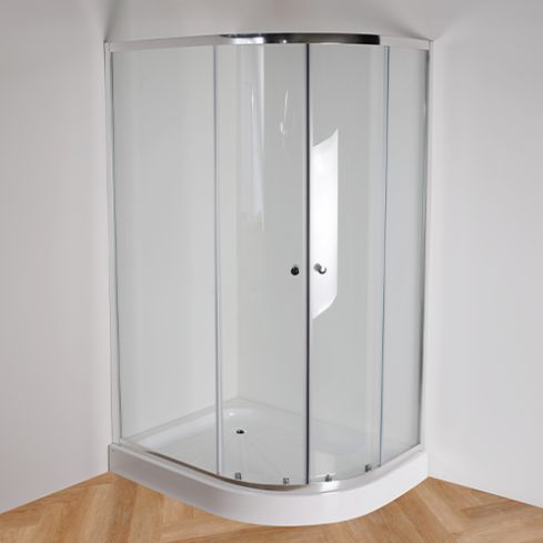 Box Vitrofer Semicircular 80x80 - Vidrio Transparente - Perfil Aluminio Brillante