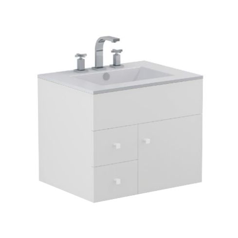 Mueble de Colgar Cadria 60 cm - Blanco - 1 puerta 2 cajones