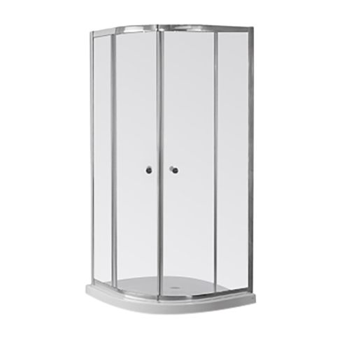 Box Vitrofer Semicircular 80x80 - Vidrio Transparente - Perfil Aluminio Brillante