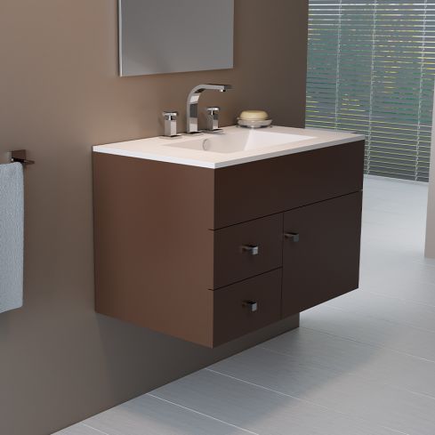 Mueble de Colgar Cadria 60 cm - Marrón - 1 puerta 2 cajones
