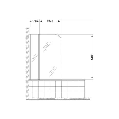 Mampara baja rebatible Khios - 100cm