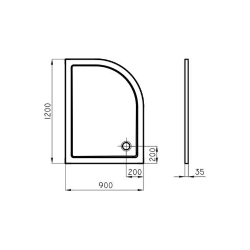 Receptaculo Semicircular Extra Chato Derecha Khios 120 x 90